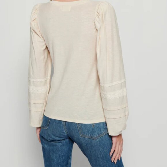 Nation LTD Arden Long Sleeve Blouse with Capped Shoulders in Parchment Size M - Picture 2 of 12